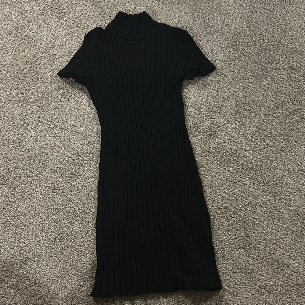 SHEIN Cotton mock-neck rib-knit dress